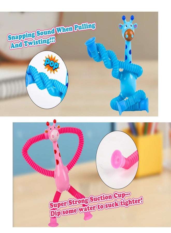 UMIKOOL DIRECT 4 Pack Telescopic Suction Cup Giraffe Toy, Pop Tube Sensory Fidget Toys for Autism, Airplane Travel Essentials, Educational Fidget Toys, Great Idea for Boys and Girls - Image 4